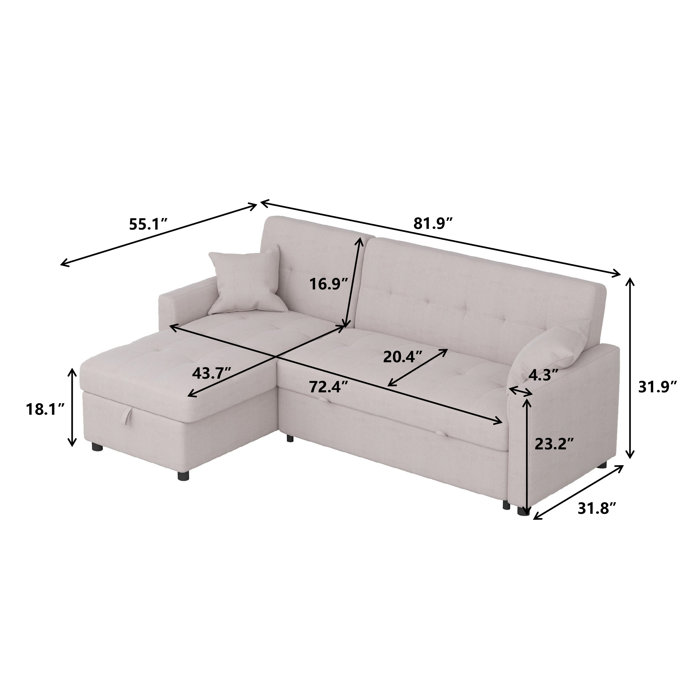 Latitude Run® 82'' Wide Sleeper Sofa & Chaise & Reviews Wayfair